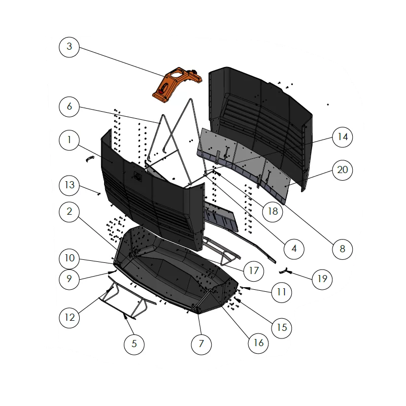 Ensemble de support de trémie TR3D Pièce n°3