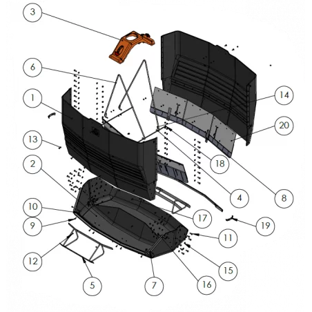 Ensemble de support de trémie TR3D Pièce n°3